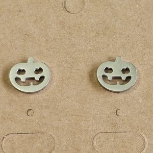 NWT Tiny Silvertone Jack-o-lantern Stud Earrings